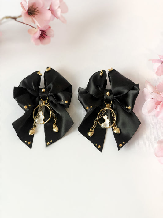 Black pearl bunny  clip ins