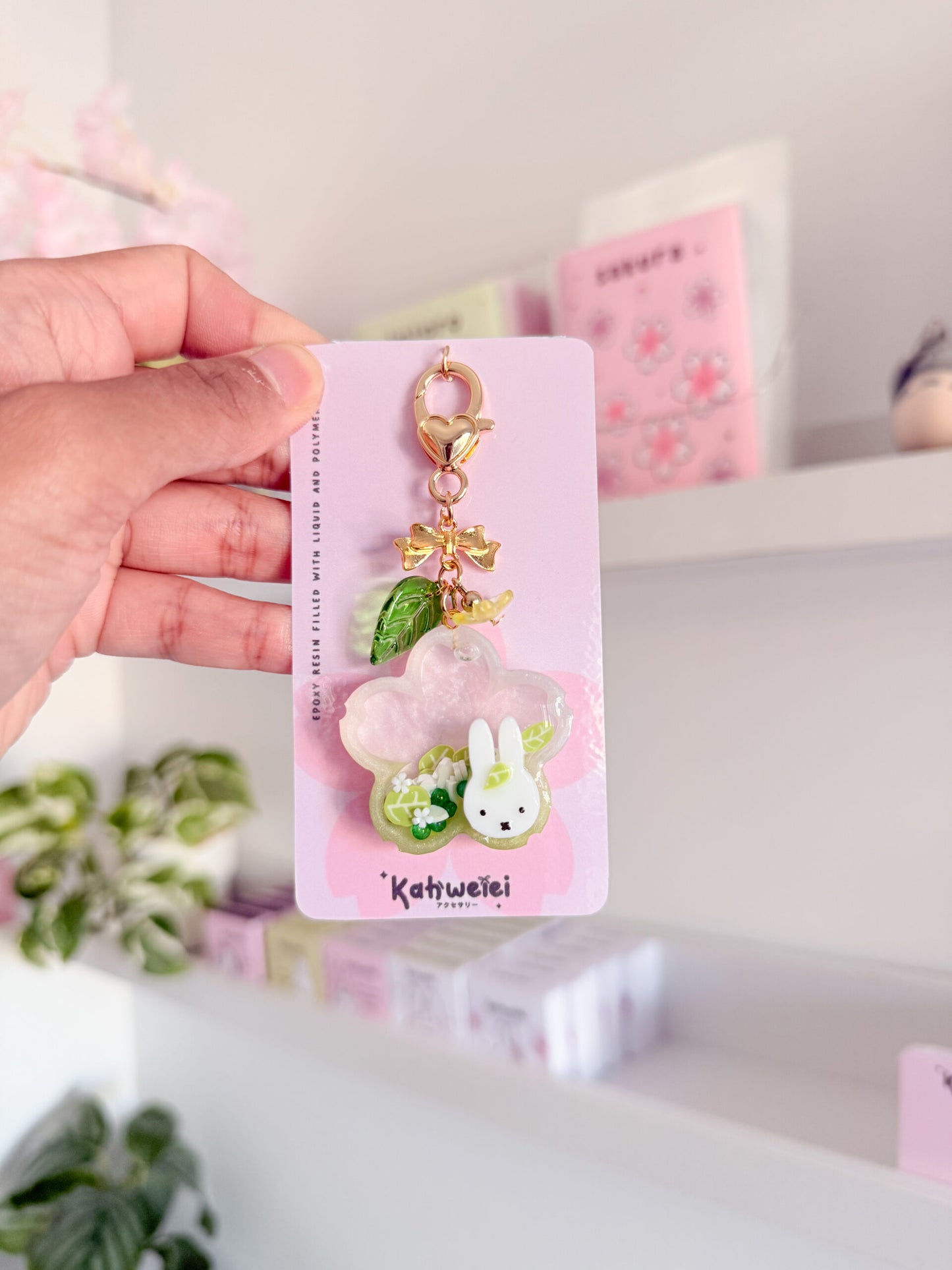 Matcha Miffy shaker keyring